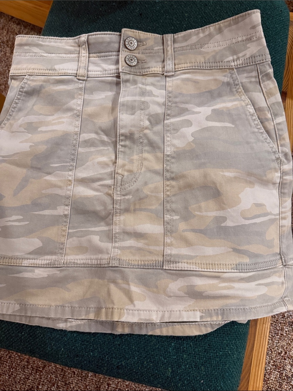 Express Neutral Camo Mini Skirt in Beige and Light Gray